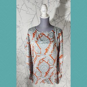 Michael Kors Paisley Persian Rug Print Satin Beach Cover Tunic